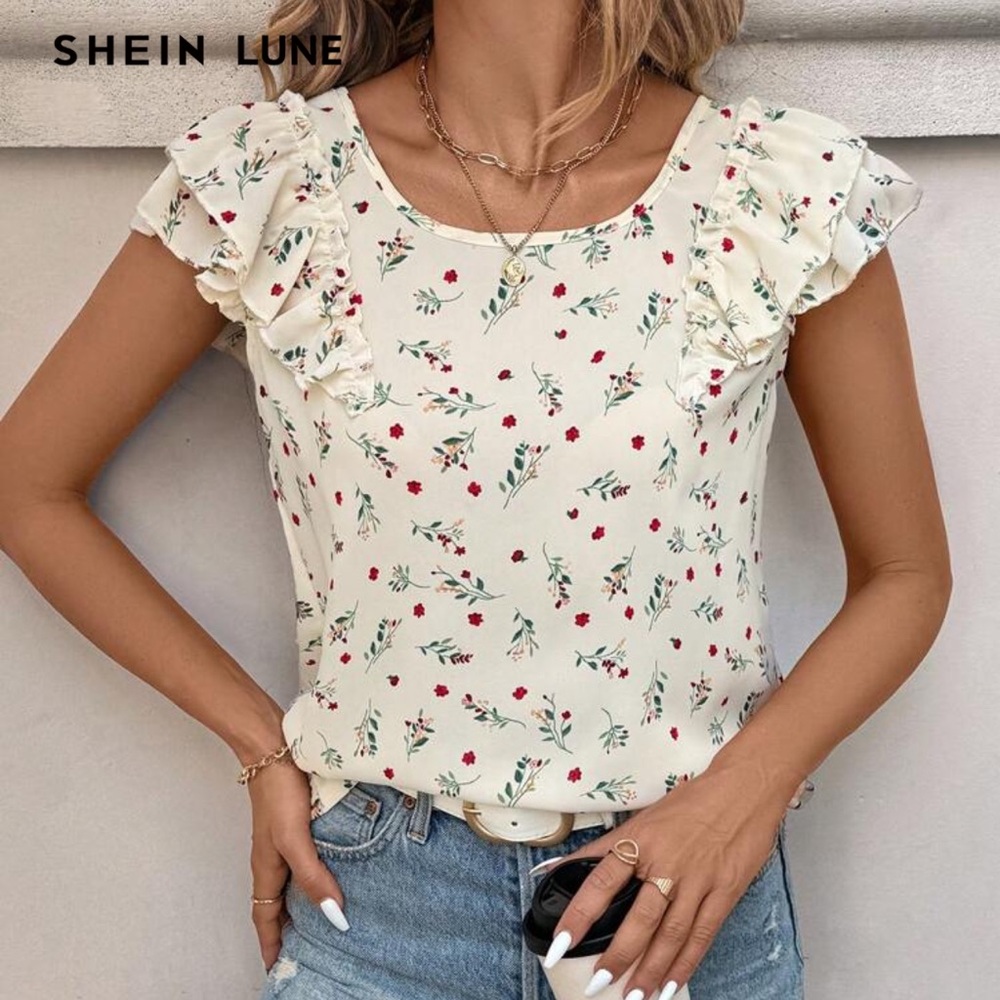 Layered Trumpet Sleeve Blouse with Bow Back